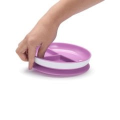 Munchkin Sabit Vakumlu Beslenme Tabağı &Tıklama Uçlu  Pipetli Alıştırma Bardağı 6AY+ MOR&YEŞİL2'li Paket