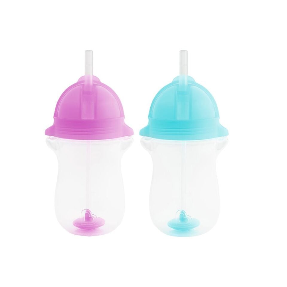 Munchkin Tıklama Kilitli  Uçlu Pipetli Alıştırma Bardağı,12AY+, 296ML,Mor,Mavı