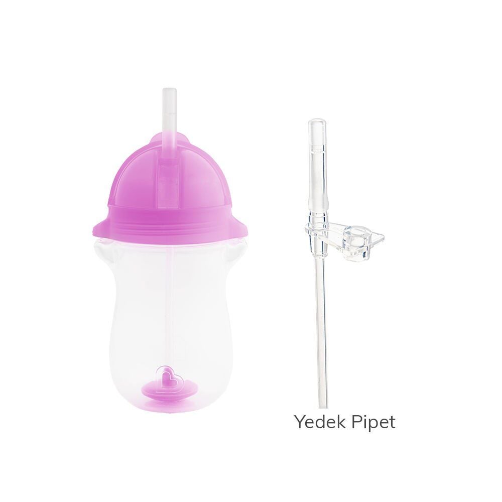Munchkin Tıklama Kilitli Uçlu Pipetli Alıştırma Bardağı, 12ay+, 296ml, Mor,&Yedek Pipet 1 adet