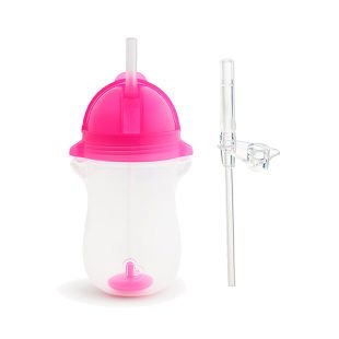 Munchkin Tıklama Kilitli Uçlu Pipetli Alıştırma Bardağı, 12ay+, 296ml, Pembe,& Yedek Pipet  1 Adet