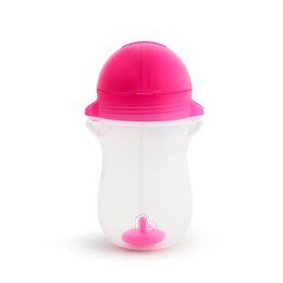 Munchkin Tıklama Kilitli Uçlu Pipetli Alıştırma Bardağı, 12ay+, 296ml, Pembe,& Yedek Pipet  1 Adet