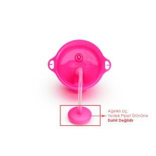 Munchkin Tıklama Kilitli Uçlu Pipetli Alıştırma Bardağı, 12ay+, 296ml, Pembe,& Yedek Pipet  1 Adet