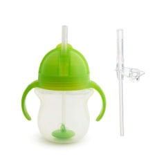 Munchkin Tıklama Kilitli Uçlu Pipetli Alıştırma Bardağı, 6ay+, 207ml, Yeşil,&Yedek Pipet  1 Adet