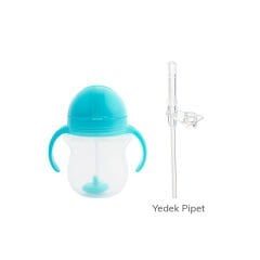 Munchkin Tıklama Kilitli Uçlu Pipetli Alıştırma Bardağı, 6ay+, 207ml, Mavi,& Yedek Pipet 1 Adet
