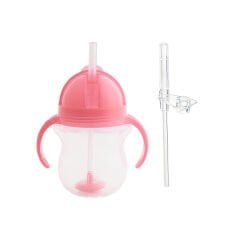 Munchkin Tıklama Kilitli Uçlu Pipetli  Alıştırma Bardağı, 6ay+, 207ml, Pembe,& Yedek Pipet 1 adet