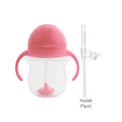 Munchkin Tıklama Kilitli Uçlu Pipetli  Alıştırma Bardağı, 6ay+, 207ml, Pembe,& Yedek Pipet 1 adet
