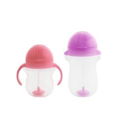 Munchkin Tıklama Kilitli Uçlu Pipetli  Alıştırma Bardağı 6ay+ 207 ml Pembe  ve 12ay+ 296 ml Mor