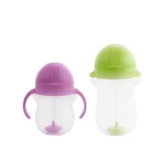 Munchkin Tıklama Kilitli Uçlu Pipetli  Alıştırma Bardağı 6ay+ 207 ml Mor   ve 12ay+ 296 ml Yeşil