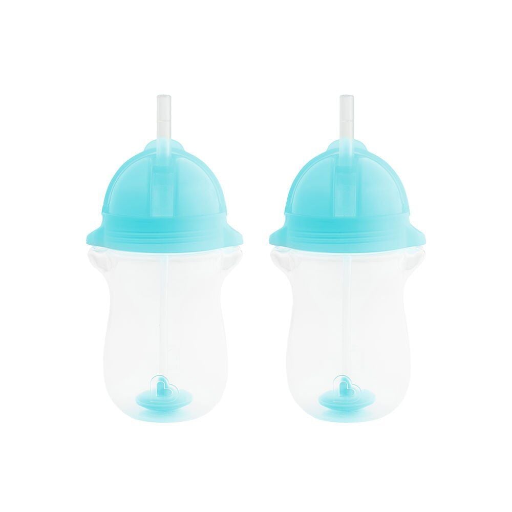 Munchkin Tıklama Kilitli Uçlu Pipetli Alıştırma Bardağı 12ay+ 296 ml, Mavi&Mavi 2li paket