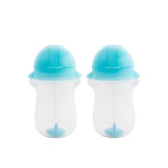Munchkin Tıklama Kilitli Uçlu Pipetli Alıştırma Bardağı 12ay+ 296 ml, Mavi&Mavi 2li paket