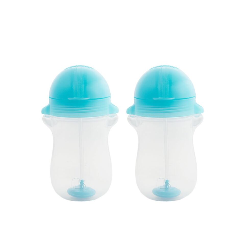 Munchkin Tıklama Kilitli Uçlu Pipetli Alıştırma Bardağı 12ay+ 296 ml, Mavi&Mavi 2li paket