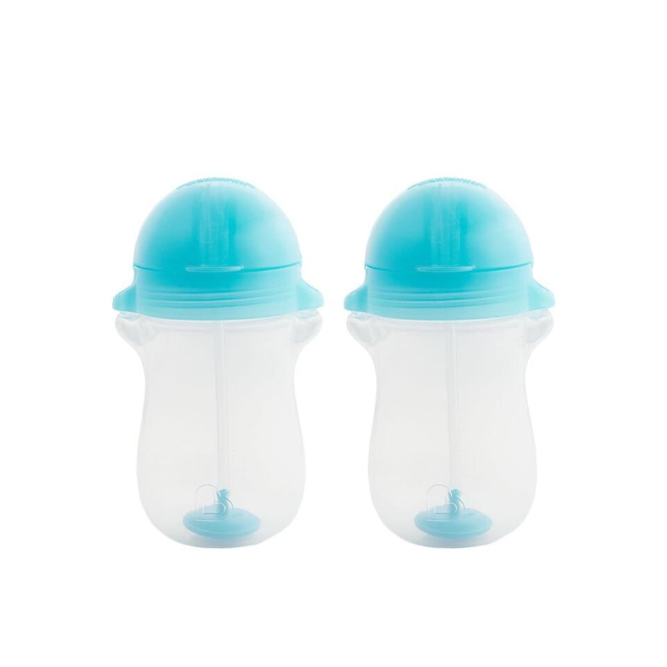 Munchkin Tıklama Kilitli Uçlu Pipetli Alıştırma Bardağı 12ay+ 296 ml, Mavi&Mavi 2li paket