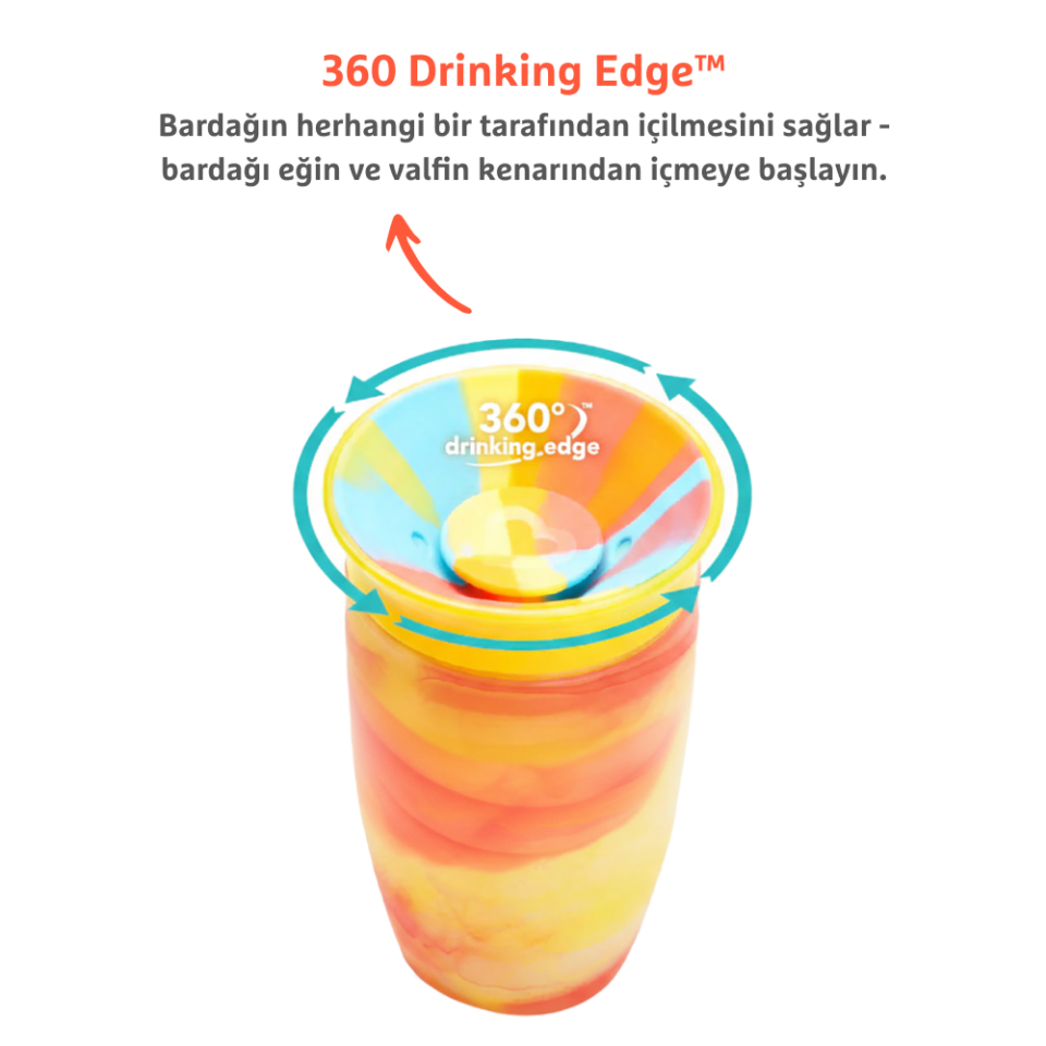Munchkin Mucize 360° Alıştırma Bardağı 12 Ay+ |296 ml | BPA İçermez | Krımızı Tropikal Desen
