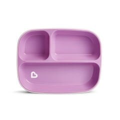 Munchkin 3 Bölmeli Sıçrama Engelleyici Tabak Seti | 6 Ay+ | 2’li | Pembe/Mor| BPA İçermez | Kaymaz Taban