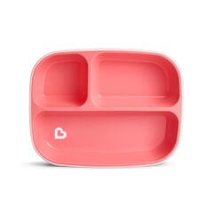 Munchkin 3 Bölmeli Sıçrama Engelleyici Tabak Seti | 6 Ay+ | 2’li | Pembe/Mor| BPA İçermez | Kaymaz Taban