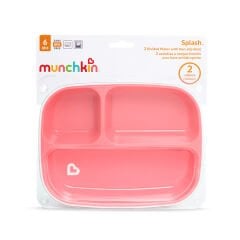 Munchkin 3 Bölmeli Sıçrama Engelleyici Tabak Seti | 6 Ay+ | 2’li | Pembe/Mor| BPA İçermez | Kaymaz Taban