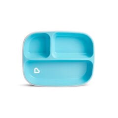 Munchkin 3 Bölmeli Sıçrama Engelleyici Tabak Seti | 6 Ay+ | 2’li | Mavi/Yeşil | BPA İçermez | Kaymaz Taban