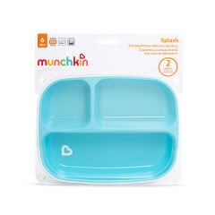 Munchkin 3 Bölmeli Sıçrama Engelleyici Tabak Seti | 6 Ay+ | 2’li | Mavi/Yeşil | BPA İçermez | Kaymaz Taban