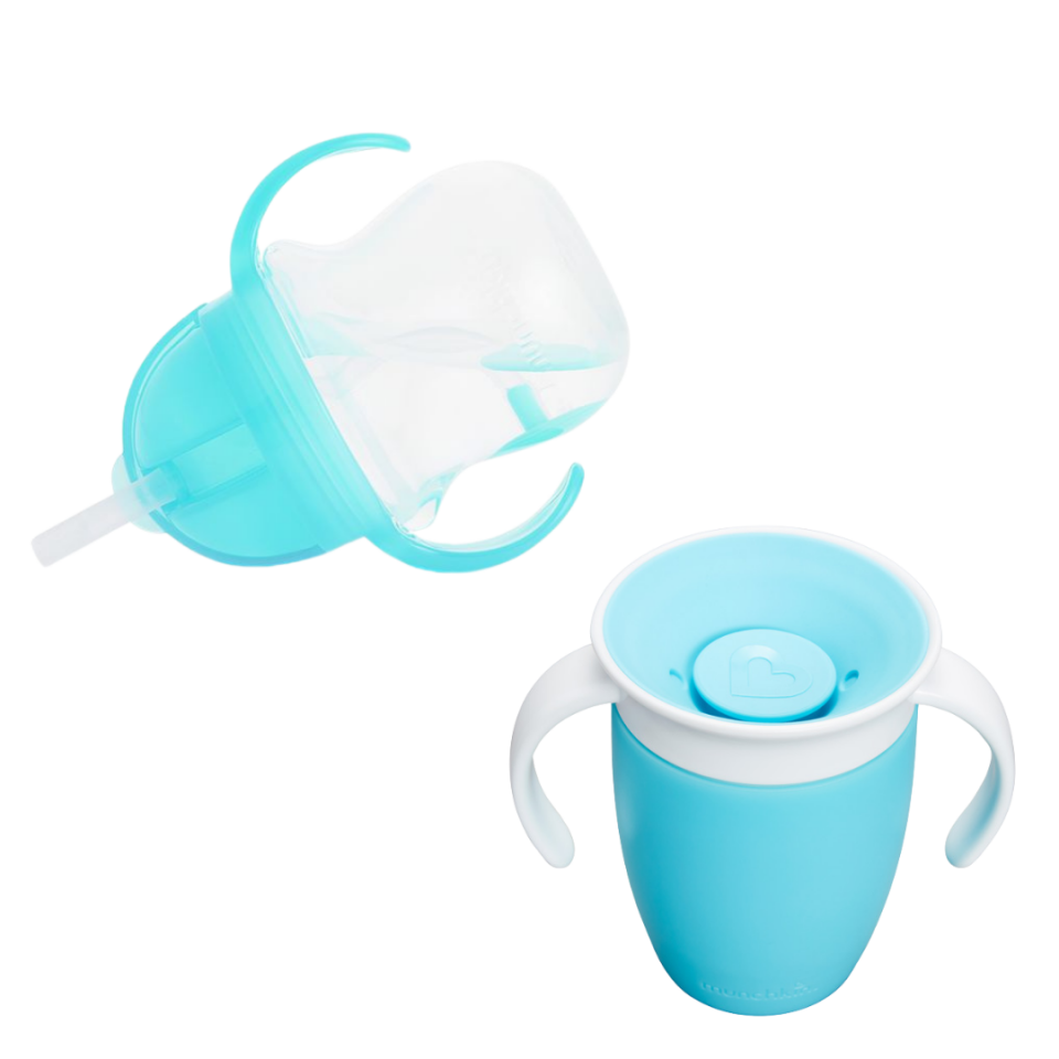 Munchkin tıklama kilitli uçlu alıştırma bardağı 6ay+,207ml,mavi +Munchkin Mucize 360° Alıştırma Bardağı, 6ay+, 207ml,mavi
