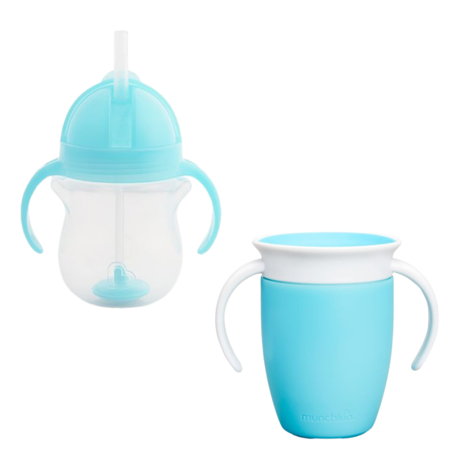 Munchkin tıklama kilitli uçlu alıştırma bardağı 6ay+,207ml,mavi +Munchkin Mucize 360° Alıştırma Bardağı, 6ay+, 207ml,mavi
