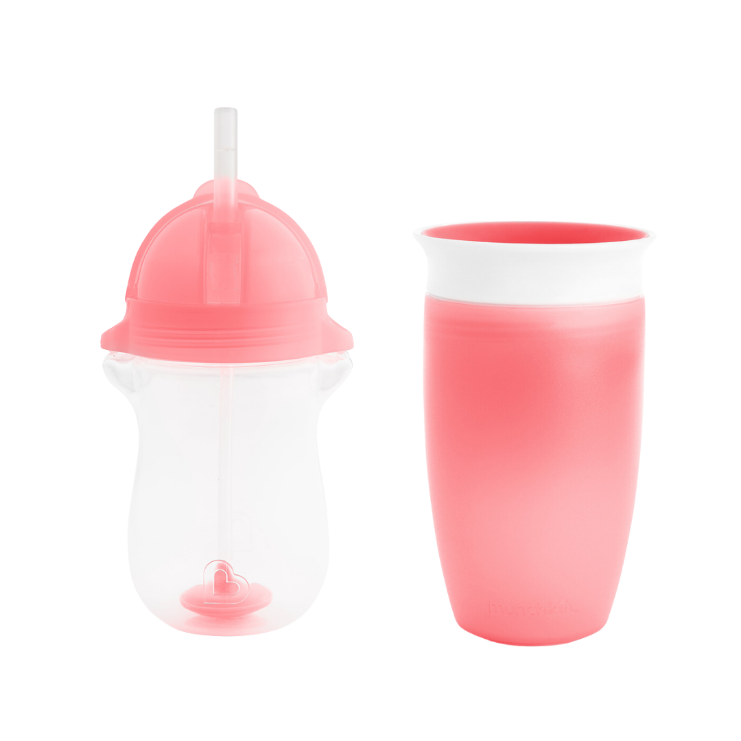 Munchkin tıklama kilitli uçlu alıştırma bardağı 12ay+,296ml,pembe +Munchkin Mucize 360° Alıştırma Bardağı, 12ay+, 296ml,pembe