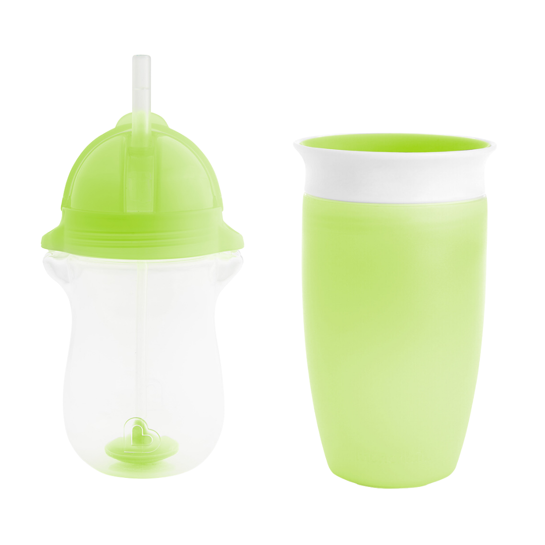 Munchkin tıklama kilitli uçlu alıştırma bardağı 12ay+,296ml,yeşil +Munchkin Mucize 360° Alıştırma Bardağı, 12ay+, 296ml,yeşil