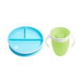 Munchkin Sabit Vakumlu Beslenme Tabağı & Mucize 360 Alıştırma Bardağı 6AY+ MAVİ&YEŞİL 2li paket