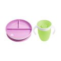 Munchkin Sabit Vakumlu Beslenme Tabağı  &Mucize 360 Alıştırma Bardağı 6AY+ MOR&YEŞİL2li paket