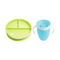 Munchkin Sabit Vakumlu Beslenme Tabağı  &Mucize 360 Alıştırma Bardağı 6AY+ YEŞİL&MAVİ 2li paket