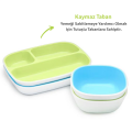 Munchkin® Splash™ 4'lü Bölmeli Tabak ve 2li Kase Seti  6AY+ Mavi/yeşil