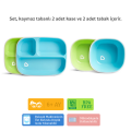 Munchkin® Splash™ 4'lü Bölmeli Tabak ve 2li Kase Seti  6AY+ Mavi/yeşil