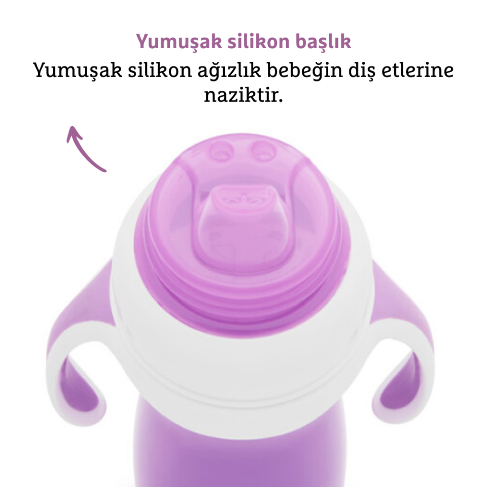 Munchkin Duyarlı Geçiş Bardağı | 9 Ay+ Bebekler İçin | 296 ml | Sızdırmaz & Kolay Tutulan Tasarım | Mor