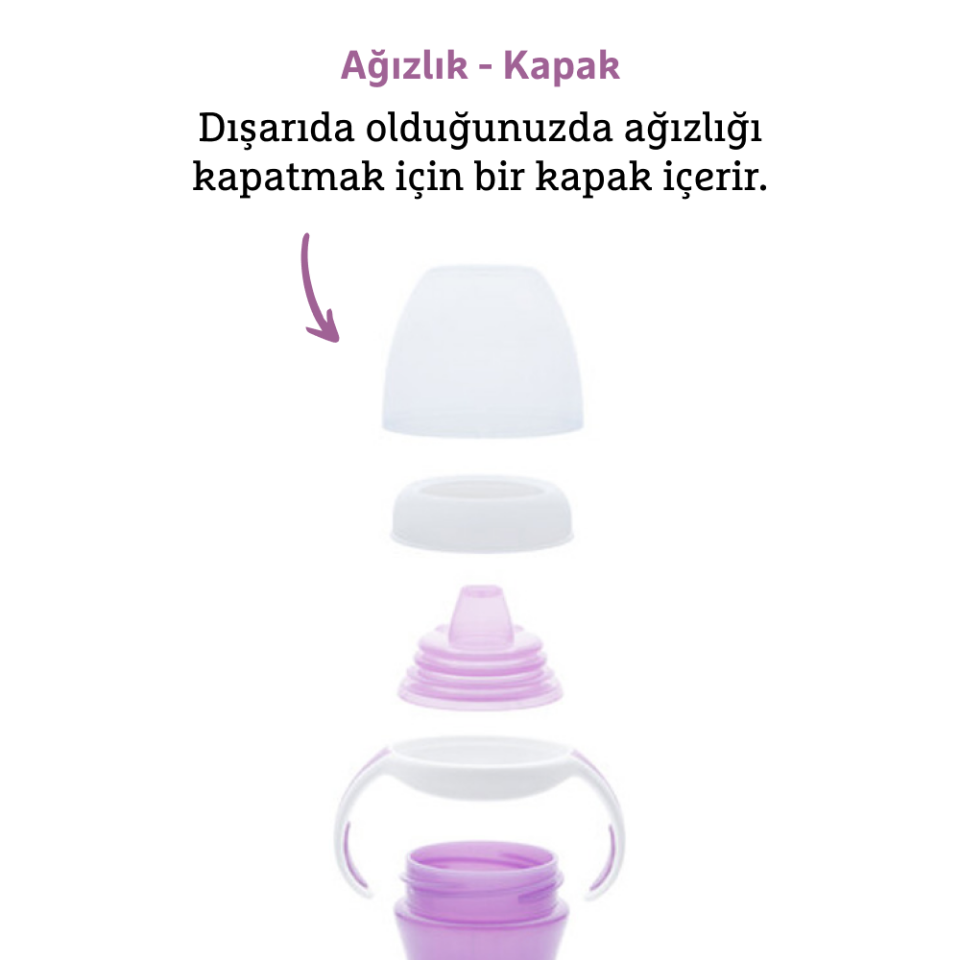 Munchkin Duyarlı Geçiş Bardağı | 9 Ay+ Bebekler İçin | 296 ml | Sızdırmaz & Kolay Tutulan Tasarım | Mor