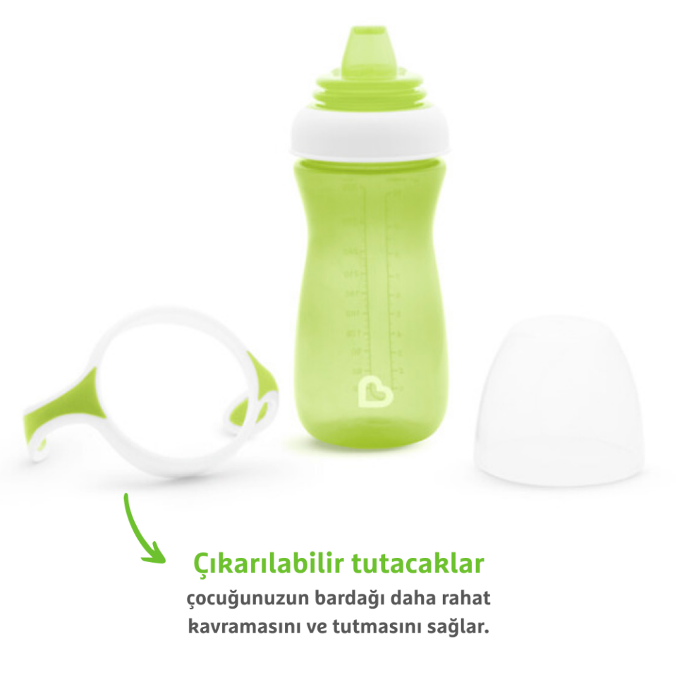 Munchkin Duyarlı Geçiş Bardağı | 9 Ay+ Bebekler İçin | 296 ml | Sızdırmaz & Kolay Tutulan Tasarım | Yeşil