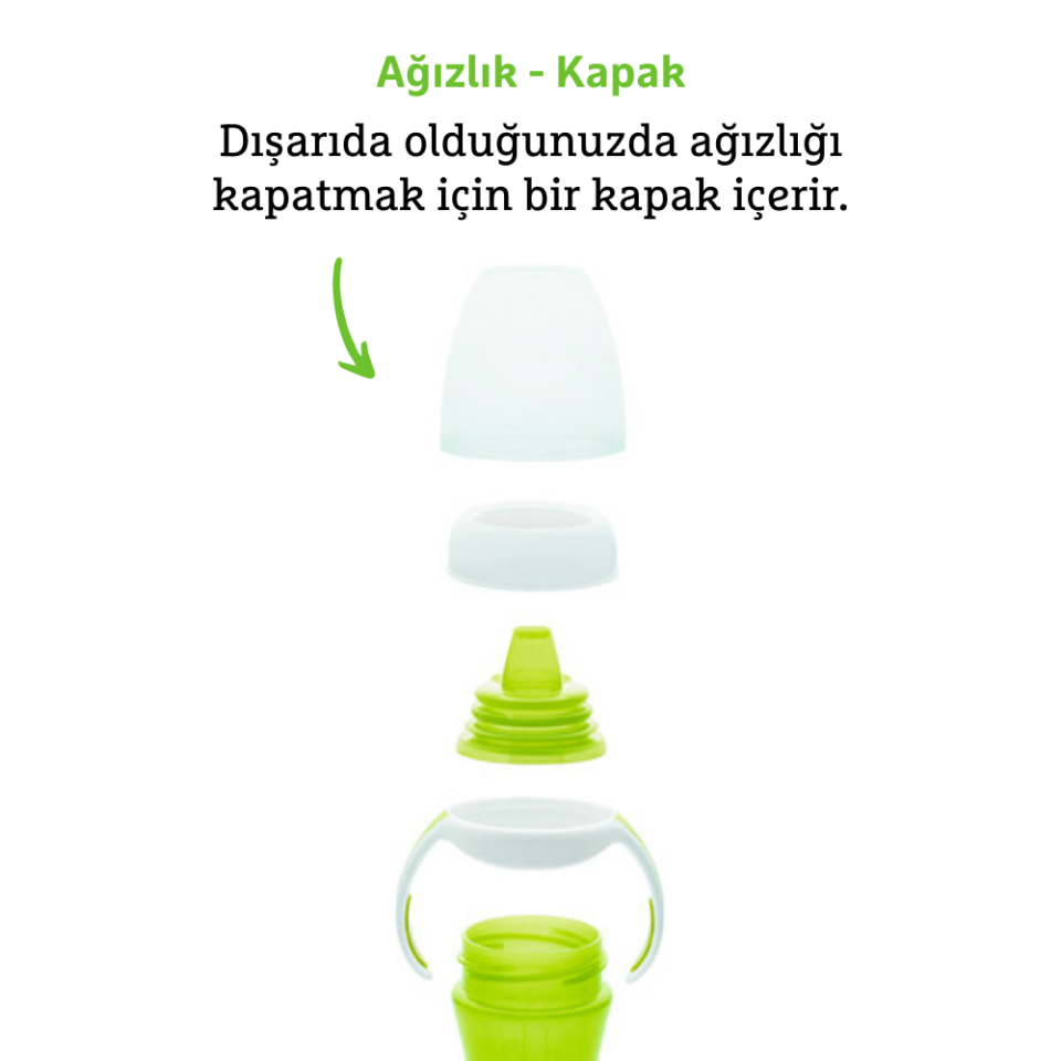 Munchkin Duyarlı Geçiş Bardağı | 9 Ay+ Bebekler İçin | 296 ml | Sızdırmaz & Kolay Tutulan Tasarım | Yeşil