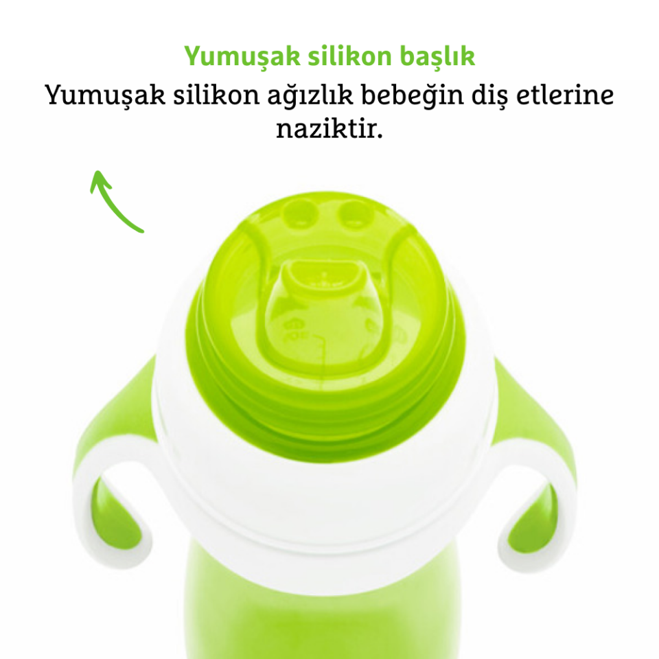 Munchkin Duyarlı Geçiş Bardağı | 9 Ay+ Bebekler İçin | 296 ml | Sızdırmaz & Kolay Tutulan Tasarım | Yeşil