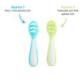 Munchkin Gentle Dip İlk Bebek Kaşığı | 2’li Set | 4 Ay+ | Aşamalı Beslenme | BPA İçermez | Unisex |Mavi/Yeşil