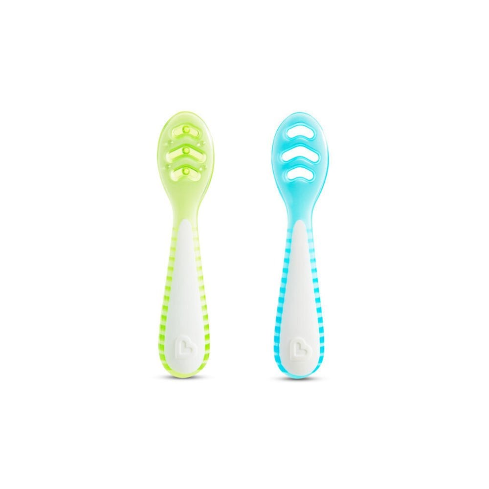 Munchkin® Gentle Dip™ 2li Çok Aşamalı Ilk Bebek Kaşığı ,4AY+MAVI/YEŞIL, Unisex