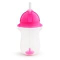Munchkin Tıklama Kilitli  Uçlu Pipetli Alıştırma  Bardağı,  12ay+296ml Koyu Pembe