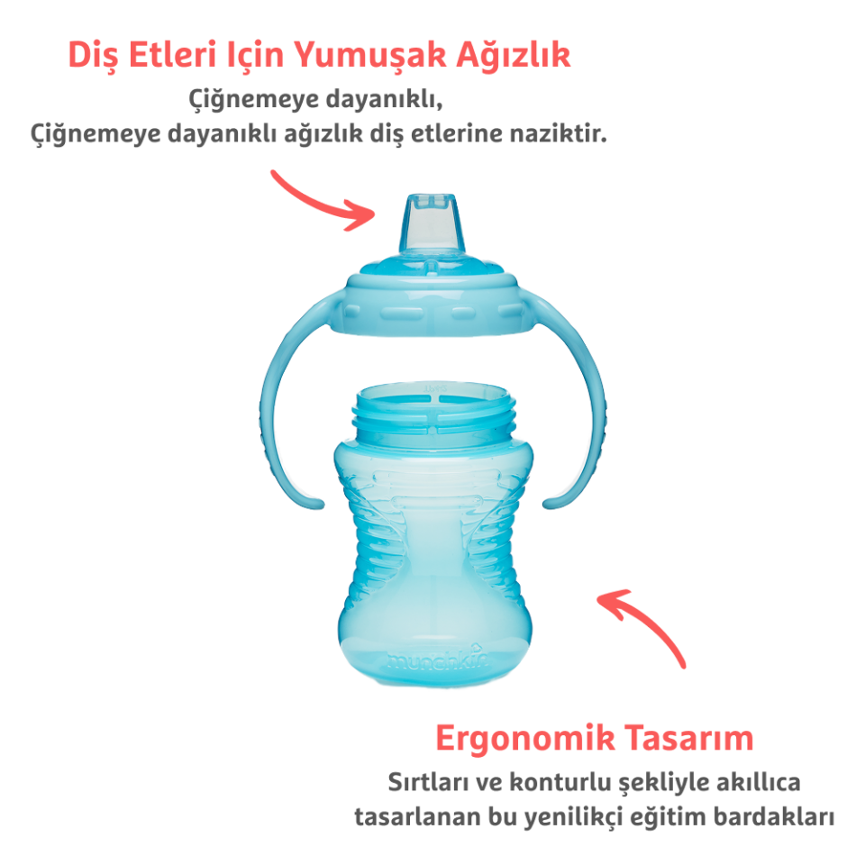 Munchkin Might Grip Alıştırma Bardağı, 237ml,6ay+1 Adet ,MAVİ
