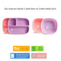 Munchkin® Splash™ 4'lü Bölmeli Tabak ve 2li Kase Seti 6AY+ Pembe/Mor