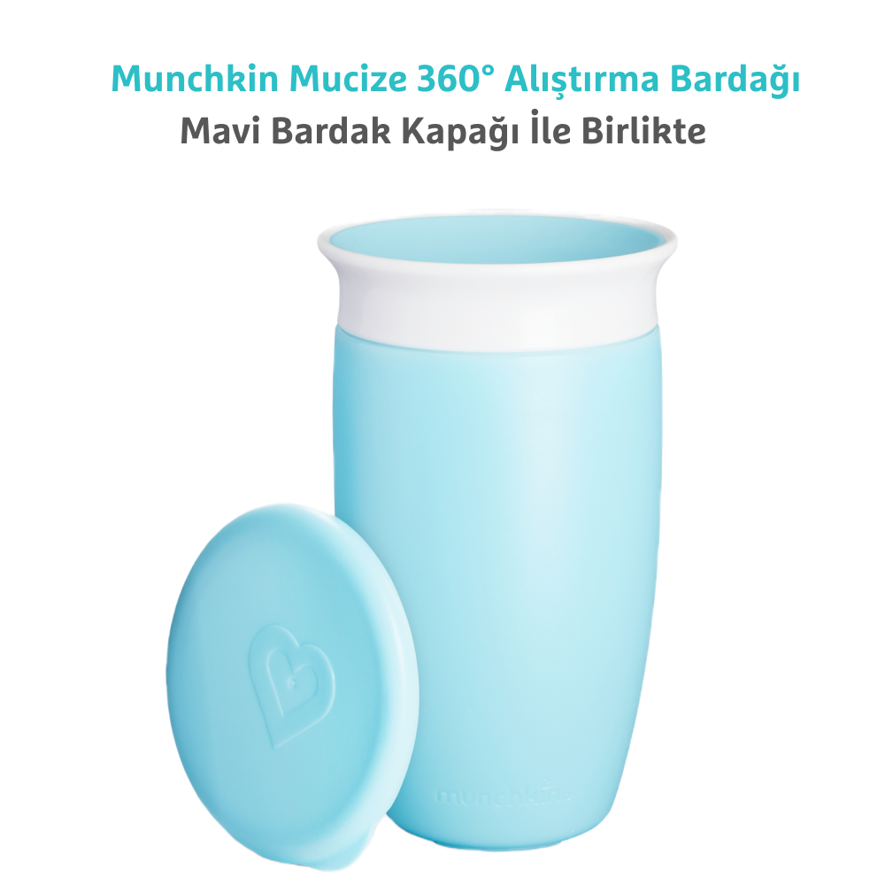 Munchkin Mucize 360° Alıştırma Bardağı, 12ay+, 296ml Mavi Bardak Kapağı İle Birlikte