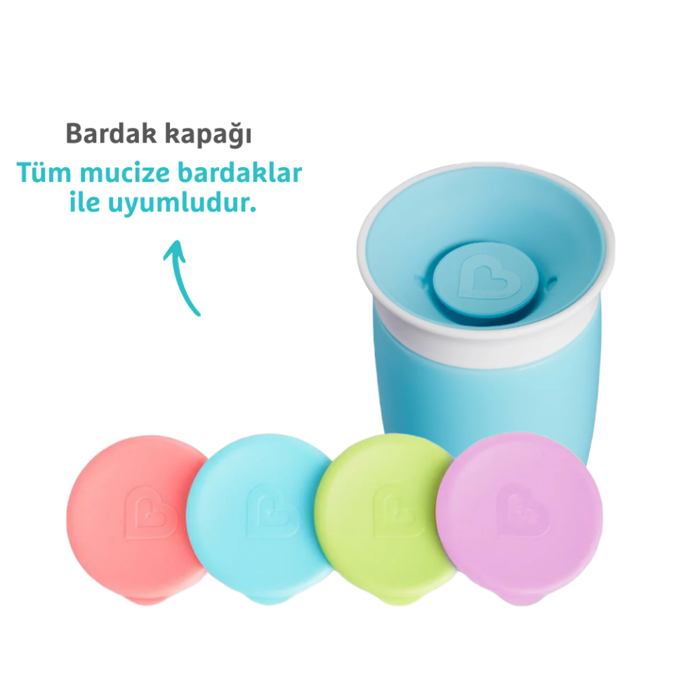 Munchkin Mucize 360° Alıştırma Bardağı, 12ay+, 296ml Mavi Bardak Kapağı İle Birlikte