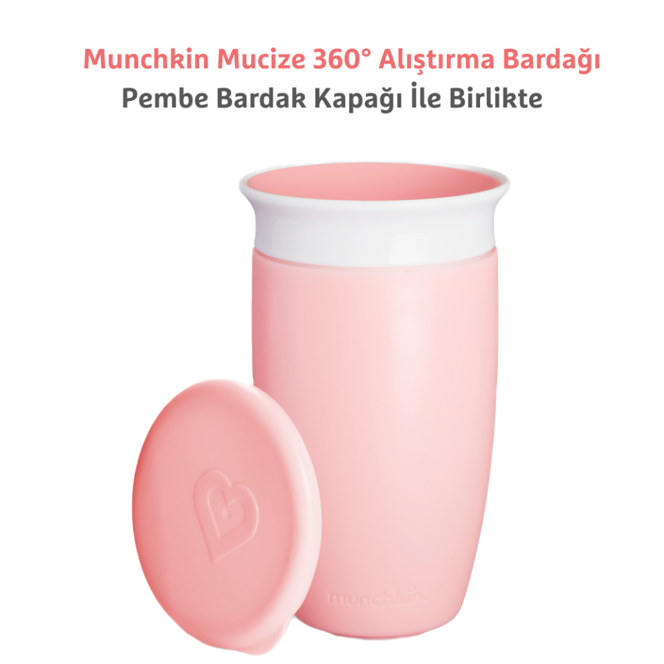 Munchkin Mucize 360° Alıştırma Bardağı, 12ay+, 296ml Pembe Bardak Kapağı İle Birlikte