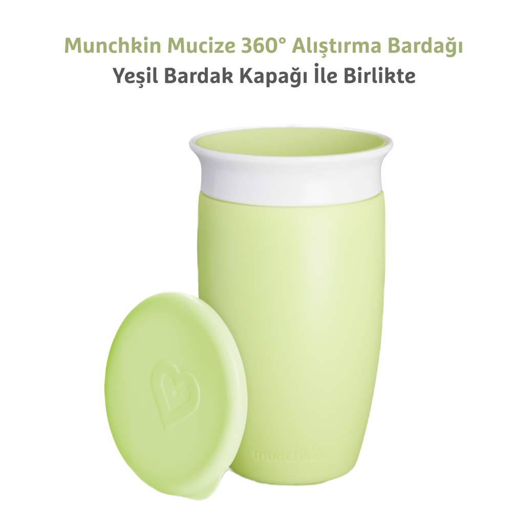 Munchkin Mucize 360° Alıştırma Bardağı, 12ay+, 296ml Yeşil  Bardak Kapağı İle Birlikte
