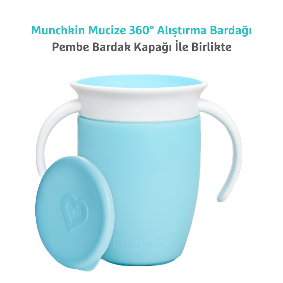 Munchkin Mucize 360° Alıştırma Bardağı, 6ay+, 207ml, Mavi Bardak Kapağı İle Birlikte