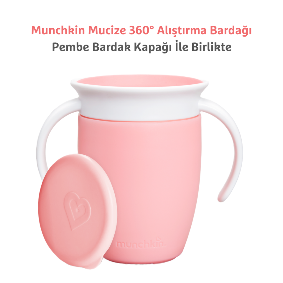 Munchkin Mucize 360° Alıştırma Bardağı, 6ay+, 207ml, Pembe Bardak Kapağı İle Birlikte
