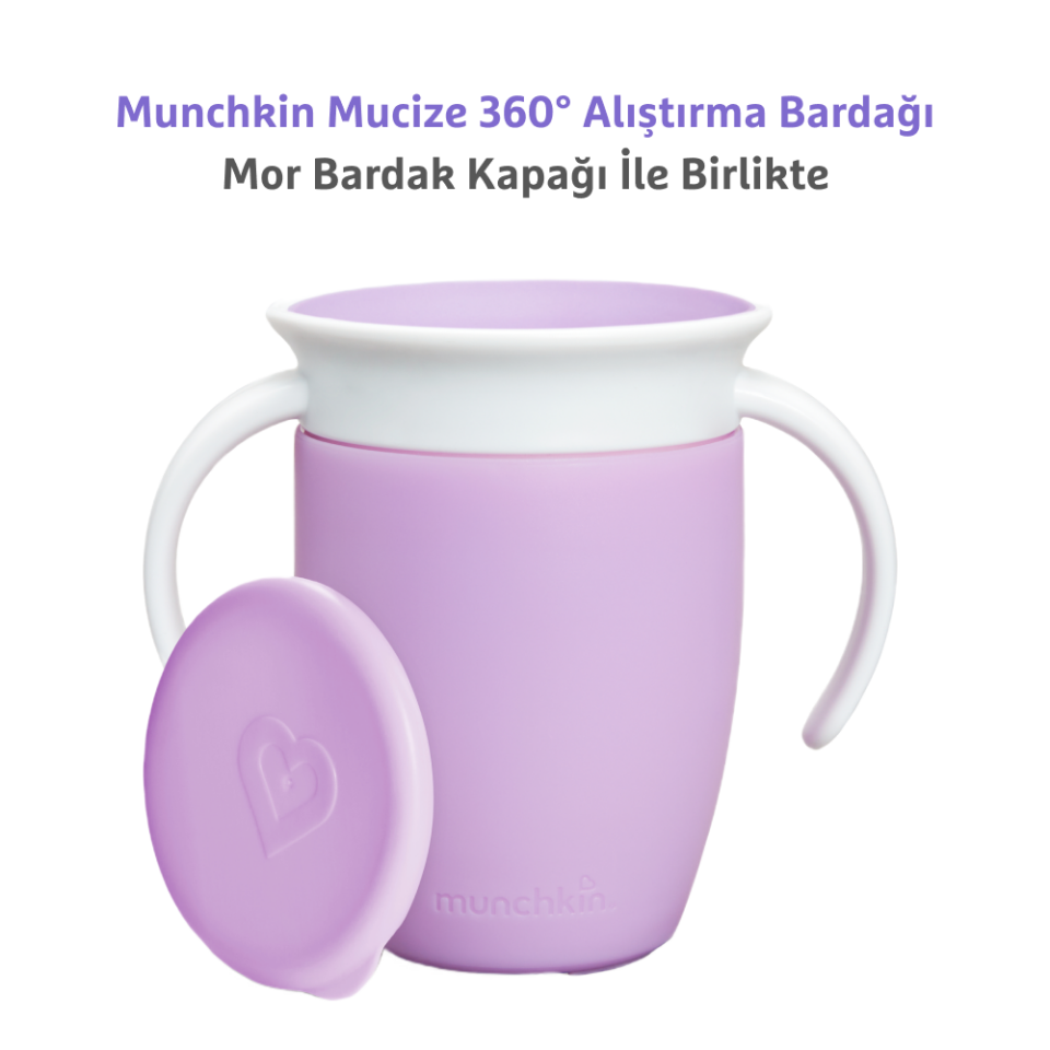 Munchkin Mucize 360° Alıştırma Bardağı, 6ay+, 207ml, Mor  Bardak Kapağı İle Birlikte