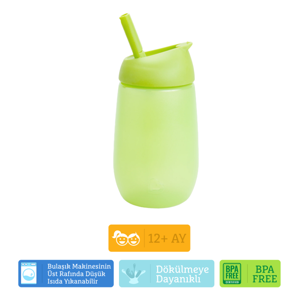 Munchkin Simple Clean Yıkanabilir  Pipetli   Alıştırma Bardağı | 296 ml | 12 Ay+ | Yeşil | BPA İçermez|2 Adet