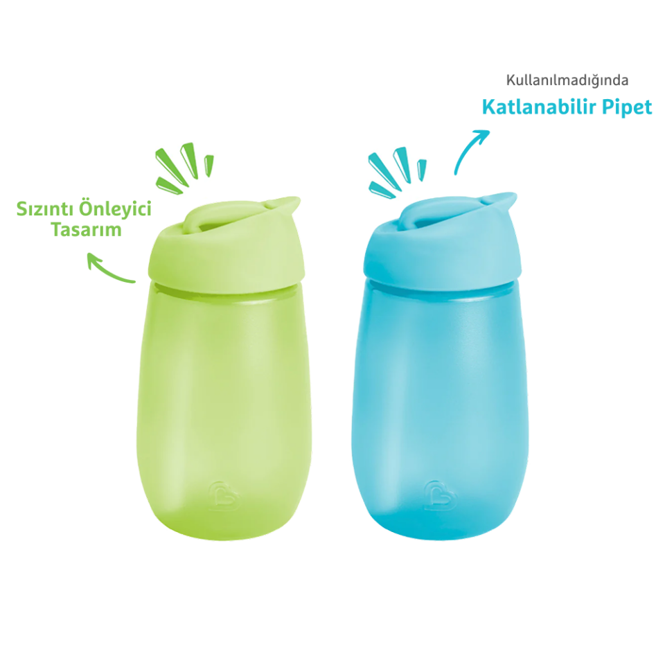 Munchkin Simple Clean Yıkanabilir  Pipetli  Alıştırma Bardağı | 296 ml | 12 Ay+ | Mavi&Yeşil  | BPA İçermez|2 Adet